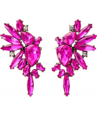 Fancy Rhinestone Statement Earrings Vintage Crystal Drop Dangle Cluster Earrings for Women Girls Fashion Pink $7.95 Earrings