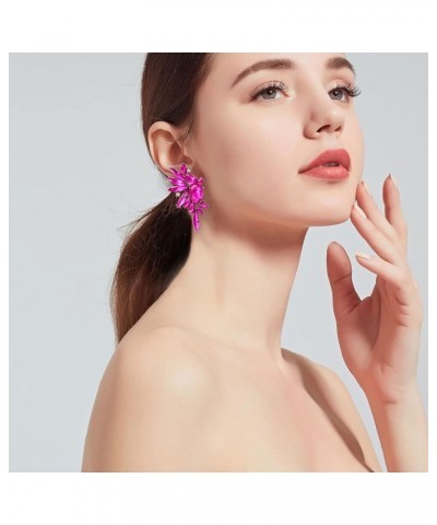 Fancy Rhinestone Statement Earrings Vintage Crystal Drop Dangle Cluster Earrings for Women Girls Fashion Pink $7.95 Earrings