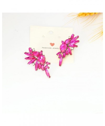 Fancy Rhinestone Statement Earrings Vintage Crystal Drop Dangle Cluster Earrings for Women Girls Fashion Pink $7.95 Earrings