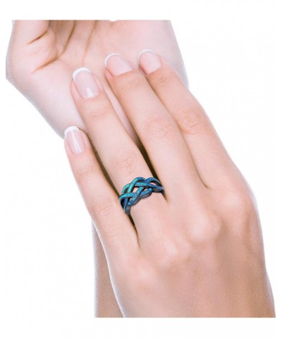 Crisscross Infinity Celtic Created Blue Opal Ring 925 Sterling Silver Black Tone, Lab Blue Opal $17.81 Rings