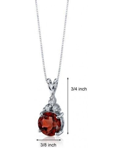 Garnet Pendant Necklace for Women 925 Sterling Silver, Natural Gemstone Birthstone, 2.50 Carats Round Shape 8mm, with 18 inch...