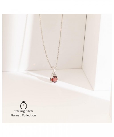 Garnet Pendant Necklace for Women 925 Sterling Silver, Natural Gemstone Birthstone, 2.50 Carats Round Shape 8mm, with 18 inch...