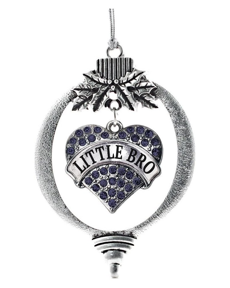 Navy Mom Charm Ornament - Silver Pave Heart Charm Holiday Ornaments with Cubic Zirconia Jewelry Little Bro Navy Blue $8.75 Br...