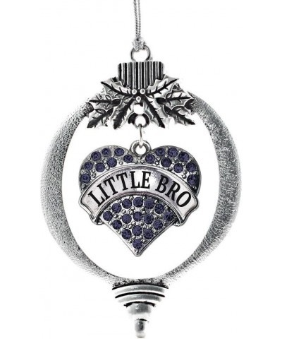 Navy Mom Charm Ornament - Silver Pave Heart Charm Holiday Ornaments with Cubic Zirconia Jewelry Little Bro Navy Blue $8.75 Br...