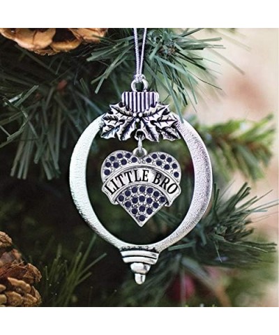 Navy Mom Charm Ornament - Silver Pave Heart Charm Holiday Ornaments with Cubic Zirconia Jewelry Little Bro Navy Blue $8.75 Br...