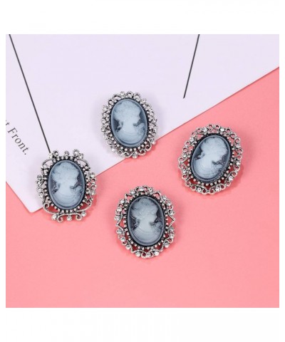 Lot 12pcs Crystal Rhinestone Flower Vintage Victorian Cameo Brooch Pin Set for Women Antique Silver $9.35 Brooches & Pins