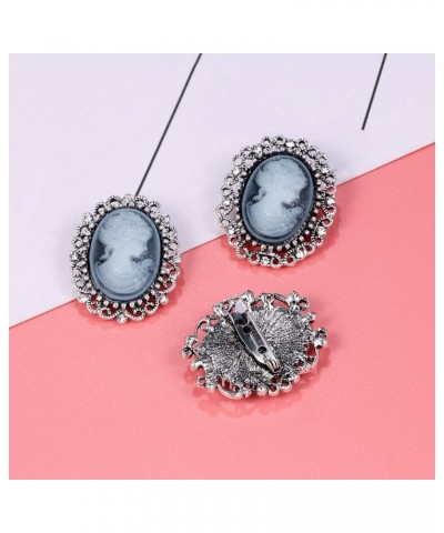 Lot 12pcs Crystal Rhinestone Flower Vintage Victorian Cameo Brooch Pin Set for Women Antique Silver $9.35 Brooches & Pins