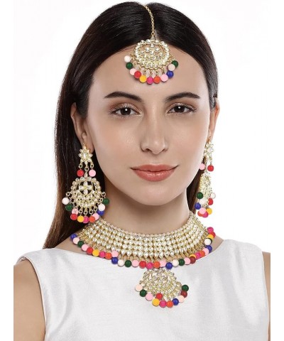 Indian Traditional Maang Tikka with Kundan Necklace Earrings Set Ethnic Wedding Party Designer Jewelry for Women Multi color ...