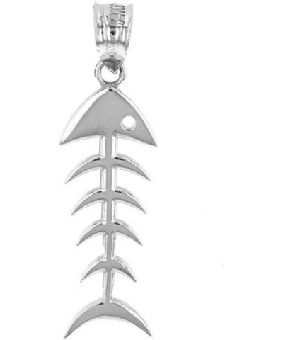 Polished 925 Sterling Silver Fishbone Fish Bones Skeleton Charm Pendant $13.49 Pendants