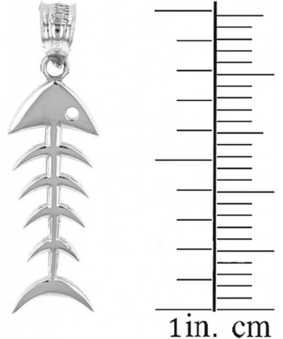 Polished 925 Sterling Silver Fishbone Fish Bones Skeleton Charm Pendant $13.49 Pendants