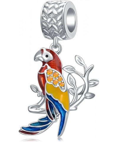 Blue Jay/Peacock/Parrot/Flamingo Charm 925 Sterling Silver Dangle Bird Bead Fit Bracelet Our Love Never Dies Gifts for Women ...