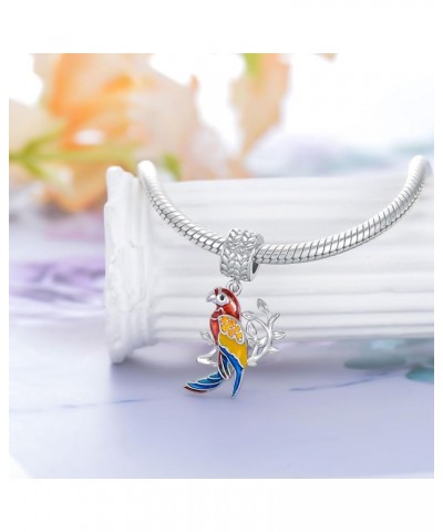 Blue Jay/Peacock/Parrot/Flamingo Charm 925 Sterling Silver Dangle Bird Bead Fit Bracelet Our Love Never Dies Gifts for Women ...