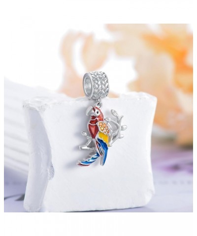 Blue Jay/Peacock/Parrot/Flamingo Charm 925 Sterling Silver Dangle Bird Bead Fit Bracelet Our Love Never Dies Gifts for Women ...