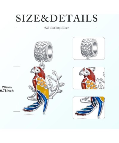 Blue Jay/Peacock/Parrot/Flamingo Charm 925 Sterling Silver Dangle Bird Bead Fit Bracelet Our Love Never Dies Gifts for Women ...