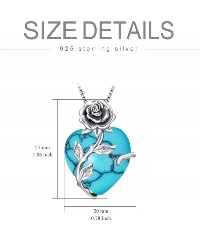 Rose Flower Heart Birthstone Necklace Gifts for Women, 925 Sterling Silver Birthstone Pendant Necklace Jewelry Birthday Mothe...