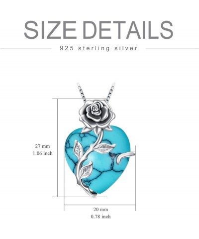 Rose Flower Heart Birthstone Necklace Gifts for Women, 925 Sterling Silver Birthstone Pendant Necklace Jewelry Birthday Mothe...