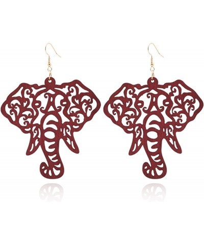 Wood Statement Animal Earrings for Women AcrylicOwl Tiger Vintage Dangle Tattoo Earrings Jewelry Gifts H-Wooden Elephant - Bu...