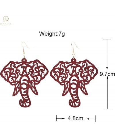 Wood Statement Animal Earrings for Women AcrylicOwl Tiger Vintage Dangle Tattoo Earrings Jewelry Gifts H-Wooden Elephant - Bu...