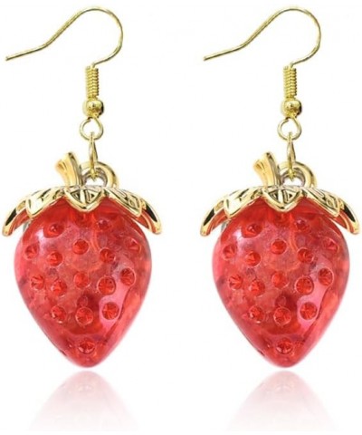 Acrylic Strawberry Earrings Cute Fruit Earrings Fun Food Earrings Lightweight Strawberry Jewelry For Women One Size Red $6.35...