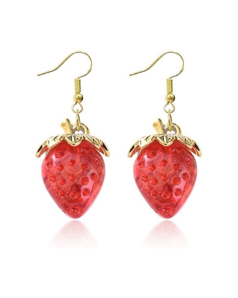 Acrylic Strawberry Earrings Cute Fruit Earrings Fun Food Earrings Lightweight Strawberry Jewelry For Women One Size Red $6.35...