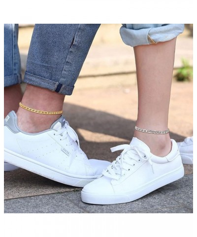 14K Gold Plated Anklet for Women Waterproof Summer Beach Link Chain Anklet Bracelet Adjustable Size for Large Ankle 01.5mm ma...