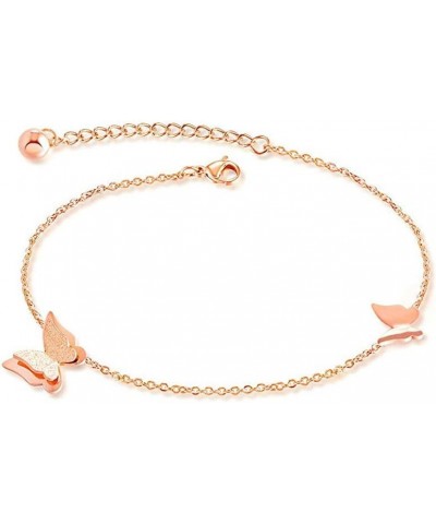 Sexy Rose Gold Butterfly Anklet Stainless Steel Adjustable Chain Foot Ankle Bracelets for Women Girls Friendship Beach Jewelr...