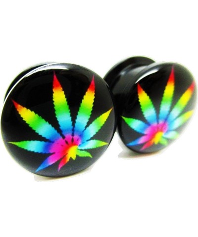 Tie-Dye Pot Leaf Marijuana Ear Plugs - Acrylic Screw-On - New - 14 Sizes - Pair 1 1/8" (28mm) $7.48 Body Jewelry