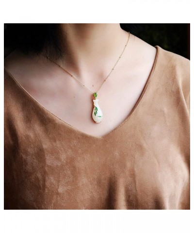 Guanyin Natural Jade Vase Willow Branch Pendant Necklace Chinese Female Fashion Jewelry $13.63 Necklaces