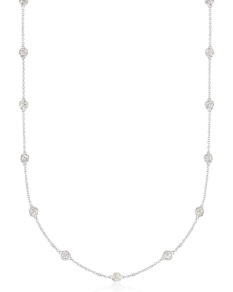 14kt Gold Bezel-Set Diamond Station Necklace 2.00 ct. t.w. in White Gold 18.0 Inches $1.00 Necklaces