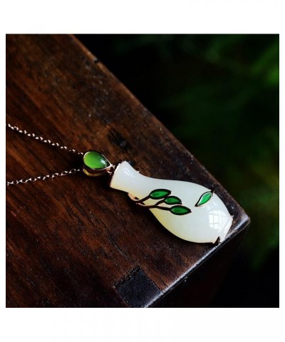 Guanyin Natural Jade Vase Willow Branch Pendant Necklace Chinese Female Fashion Jewelry $13.63 Necklaces