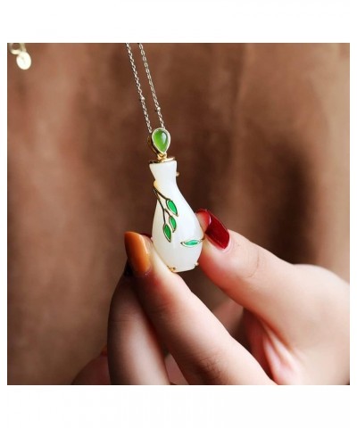 Guanyin Natural Jade Vase Willow Branch Pendant Necklace Chinese Female Fashion Jewelry $13.63 Necklaces