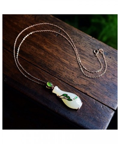 Guanyin Natural Jade Vase Willow Branch Pendant Necklace Chinese Female Fashion Jewelry $13.63 Necklaces