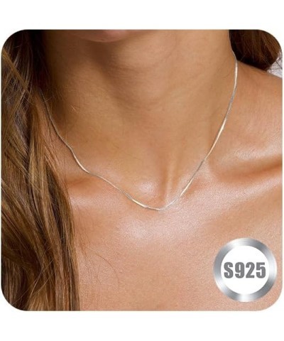 925 Sterling Silver Necklace for Women Girls Trendy Dainty Real Silver Chain Necklace Simple Thin Box Chain Beaded Chain Snak...