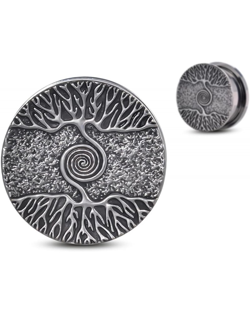 Life Tree Earrings Piercing Plugs Screw Back Stainless Steel Gauges Tunnels. S8576G 0g(8mm) $10.25 Body Jewelry