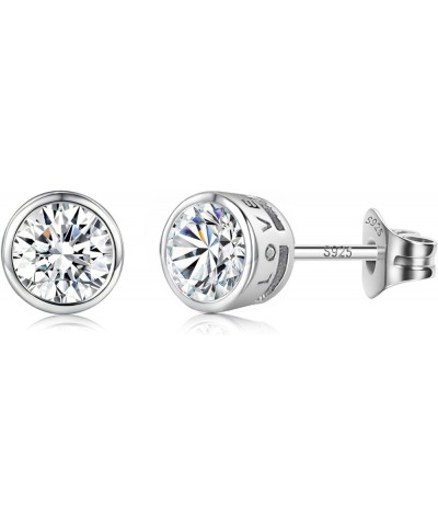 0.3/0.5/1CT Moissanite Stud Earrings for Women, 925 Sterling Silver 18K White Gold Plated Moissanite Stud Earrings Hypoallerg...