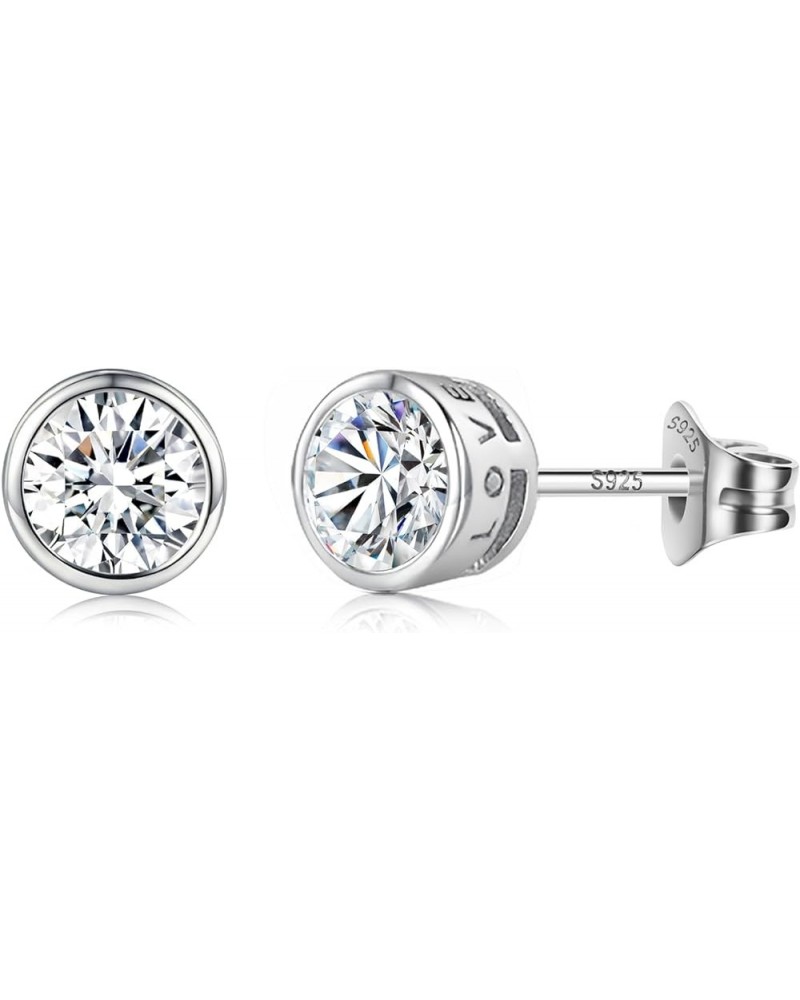 0.3/0.5/1CT Moissanite Stud Earrings for Women, 925 Sterling Silver 18K White Gold Plated Moissanite Stud Earrings Hypoallerg...