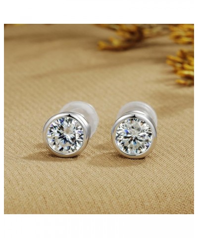 0.3/0.5/1CT Moissanite Stud Earrings for Women, 925 Sterling Silver 18K White Gold Plated Moissanite Stud Earrings Hypoallerg...