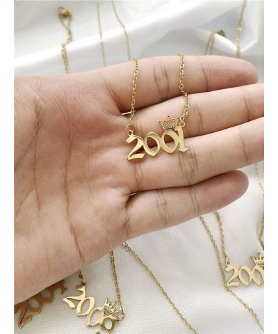 Birth Year Number with Crown Necklace,Old English, Memorable Anniversary Jewelry for Women Girls, Personalized Birthday Jewel...