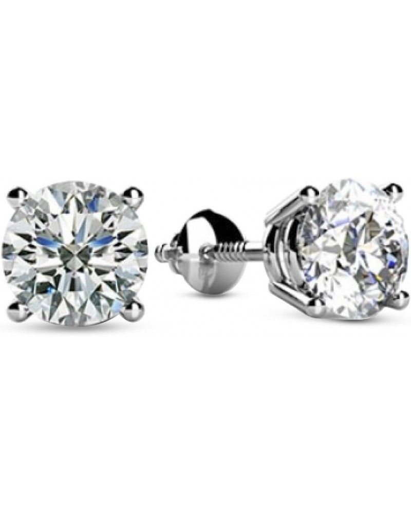 1/2 Carat IGI Certified Solitaire Diamond Stud Earrings Round Cut 4 Prong Screw Back (E-F Color, VVS2-VS1 Clarity) 14k white-...