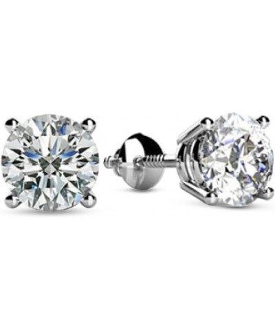 1/2 Carat IGI Certified Solitaire Diamond Stud Earrings Round Cut 4 Prong Screw Back (E-F Color, VVS2-VS1 Clarity) 14k white-...