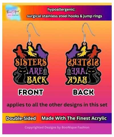 Double-Sided, Fine Acrylic, Spooky Witch Sisters Halloween Witch Earrings and Necklaces, Witch Costume Accessories, Halloween...