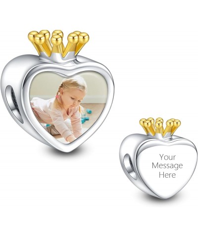 Personalized Photo Charms 925 Sterling Silver for Bracelets Necklaces, Customized Engraved Heart Round Family Tree Dad Mom Lo...