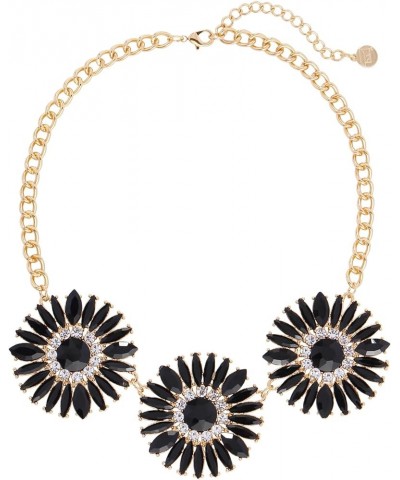 Shiny Rhinestone Sunflower Collar Necklace for Women Girls Black $9.20 Necklaces