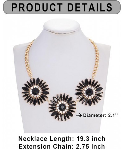 Shiny Rhinestone Sunflower Collar Necklace for Women Girls Black $9.20 Necklaces