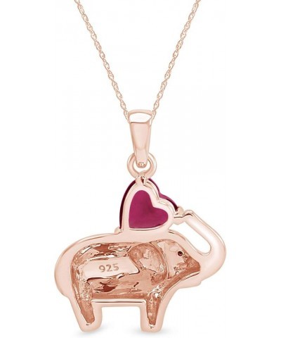 Heart Cut Simulated Birthstone Elephant Pendant Necklace Jewelry For Women In 14k Gold Over Sterling Silver Along With 18" Ch...