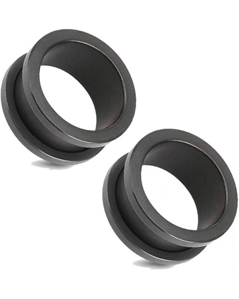 PAIR OF FLARED SCREW FIT TUNNELS 316L SURGICAL STEEL SOLID MATTE BLACK IP 13/16" (20mm) $16.51 Body Jewelry