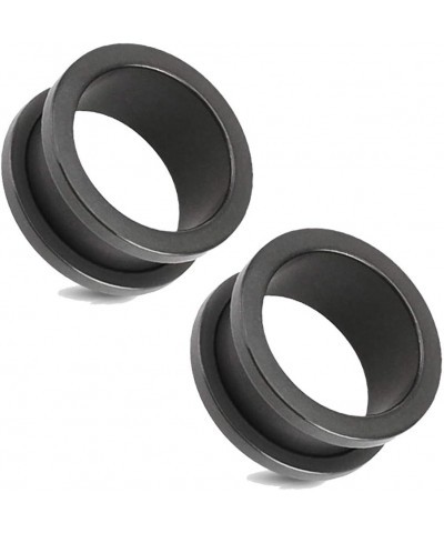 PAIR OF FLARED SCREW FIT TUNNELS 316L SURGICAL STEEL SOLID MATTE BLACK IP 13/16" (20mm) $16.51 Body Jewelry