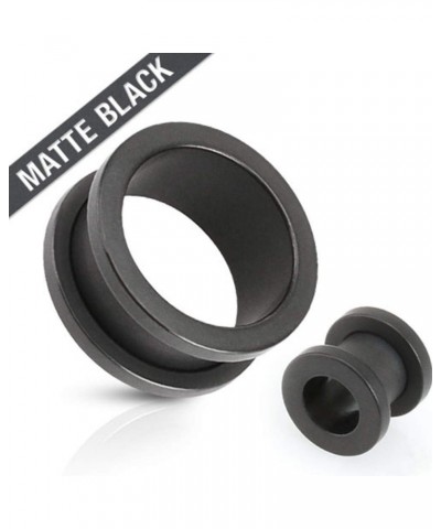 PAIR OF FLARED SCREW FIT TUNNELS 316L SURGICAL STEEL SOLID MATTE BLACK IP 13/16" (20mm) $16.51 Body Jewelry