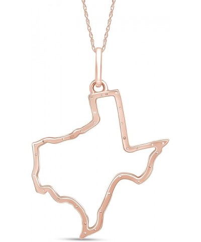 Jewel Zone US 1/10 Cttw Natural Diamond Accent State of Texas Outline Pendant Necklace in 14K Gold Over Sterling Silver (0.10...