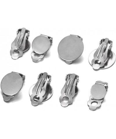 10pcs 8 10 12 14mm Stainless Steel Round Flat Ear Clip Base Cabochon Bezel Tray Earrings Clips for DIY Jewelry Makings Suppli...